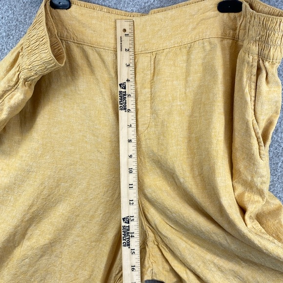 Lane Bryant wide leg pull on pants linen blend cropped pockets 26W butter yellow - Picture 3 of 10